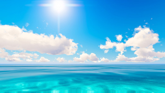热带海洋的天空云彩蓝色 3d 渲染照片