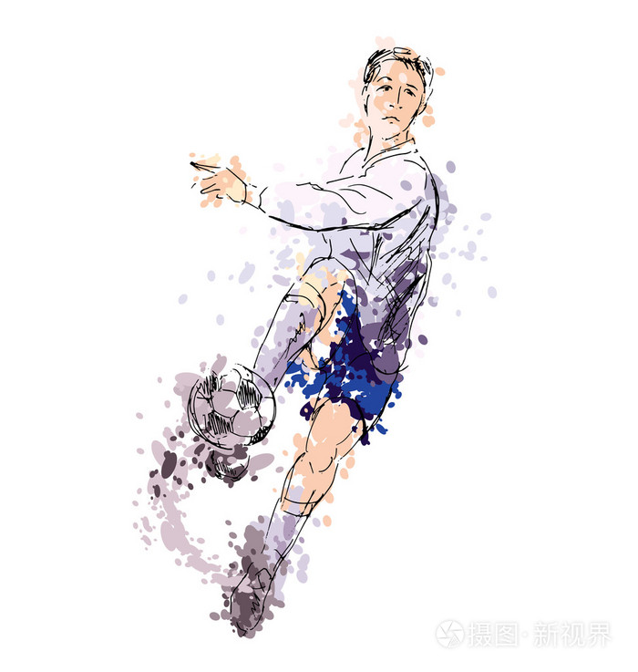 彩色的手绘的足球运动员