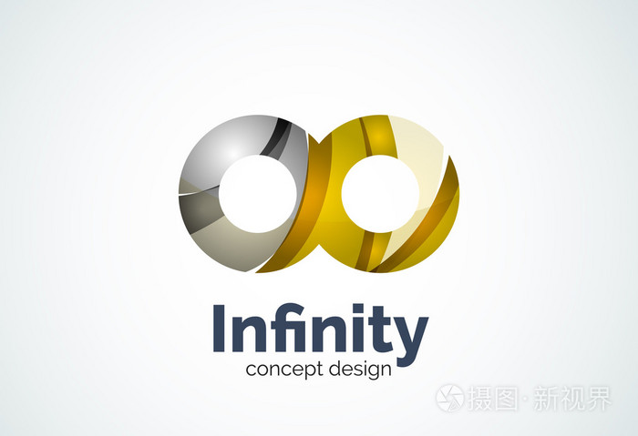 抽象业务公司无限 logo 模板,循环或八的数概念-最小的几何风格,创建