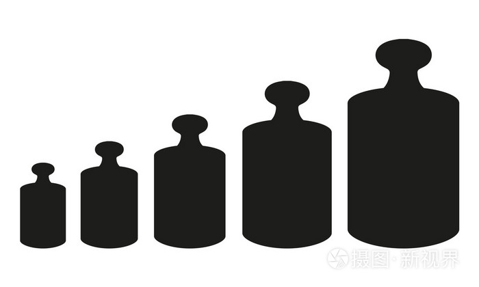 在白色背景上的矢量校准铁砝码