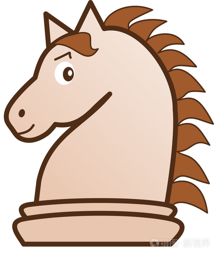 轻骑士棋子卡通插图