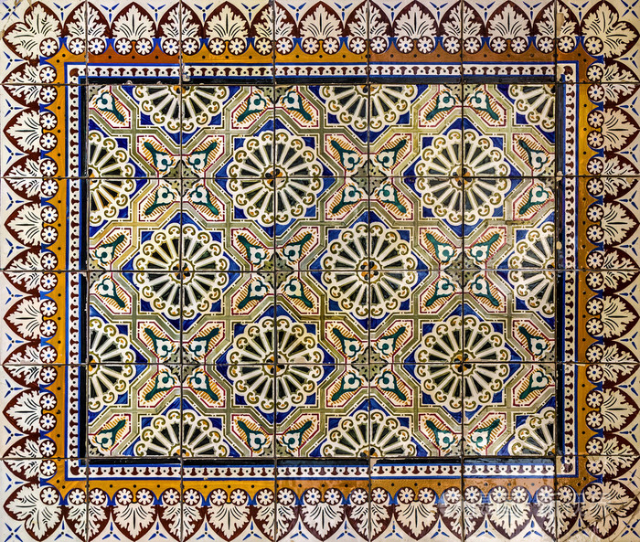 背景。在博物馆 Azulejo，里斯本，葡萄牙瓷砖