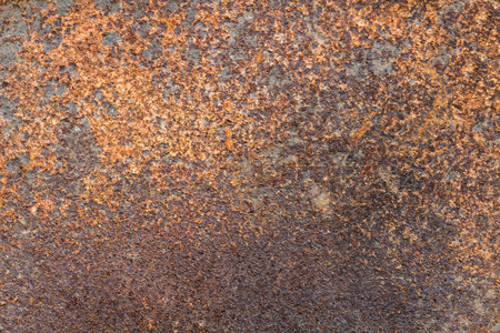 旧金属铁生锈纹理老式生锈铁墙背景的纹理,有多层油漆和铁锈旧金属铁