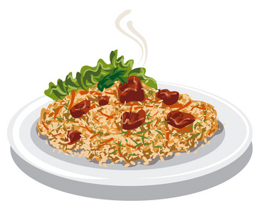 热饭配米饭图片卡通碗热饭图片上一个白盘子里顿热饭图片热饭粥碗图片