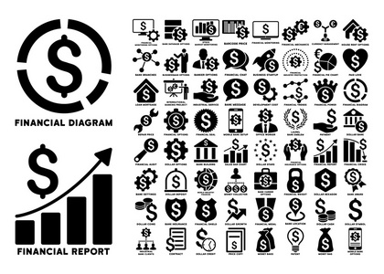 美元资助平面矢量图标带字幕图片