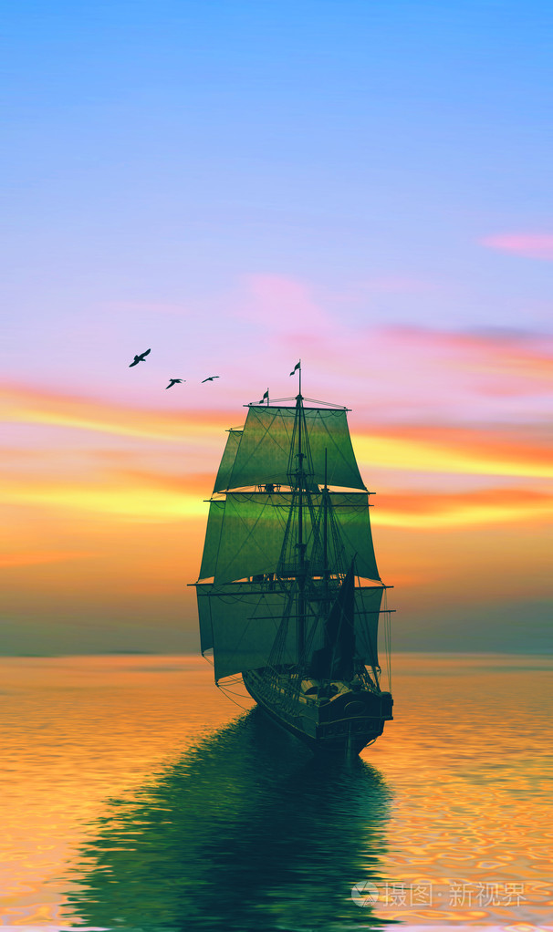 对一个美丽的风景帆船