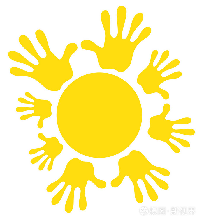 太阳图标象征着家庭友谊的喜悦温暖明亮的