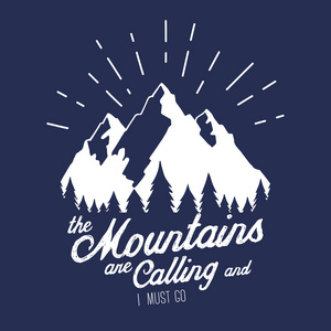 矢量图和山山峰结束森林照片