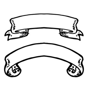 复古丝带横幅,手绘插画