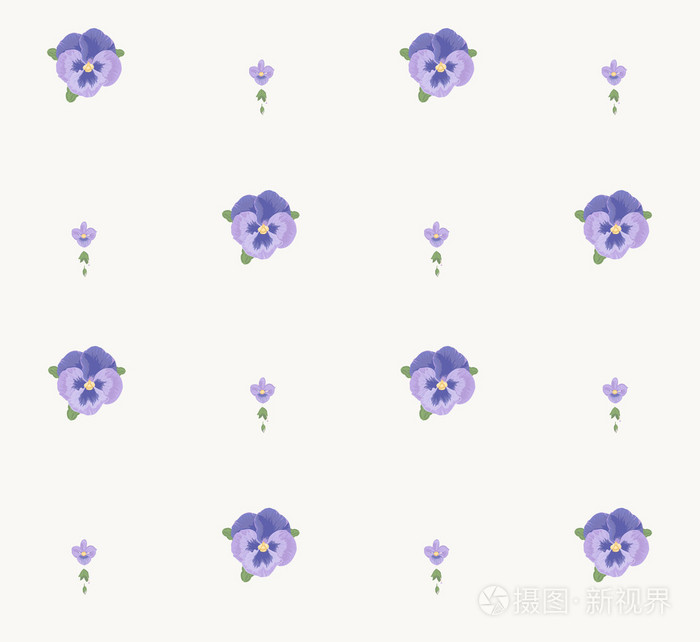 无缝花纹美丽的紫罗兰色花,白色背景,粉红色花装饰