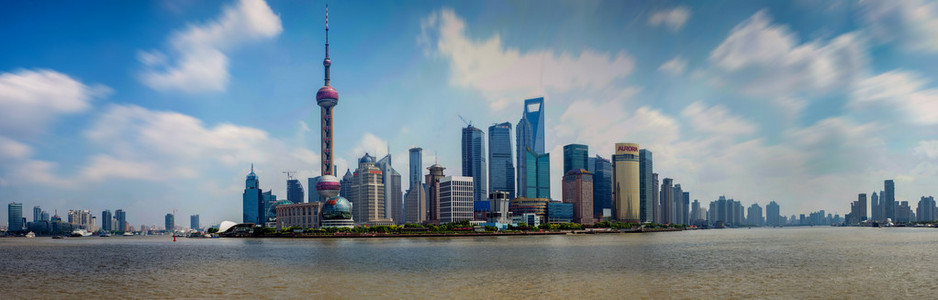 现代中国上海全景城市景观照片