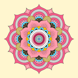 花手画的老式卡片框架与花卉曼陀罗图案和装饰品.