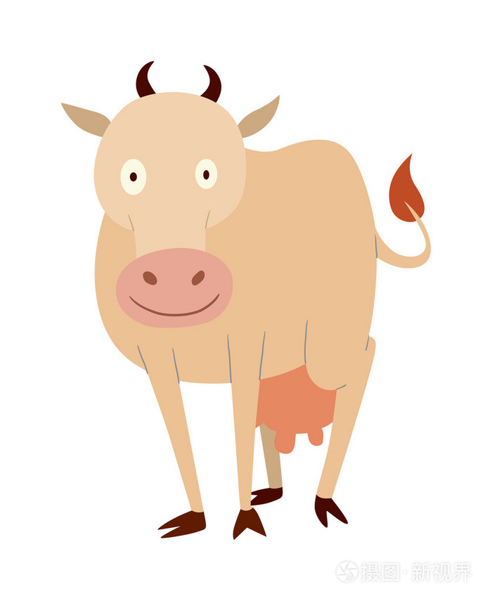 孤立的卡通牛人物