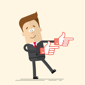 卡通快乐的男人指向图片