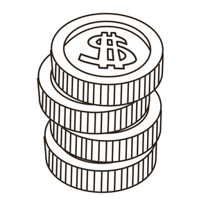 美元硬币图标插画