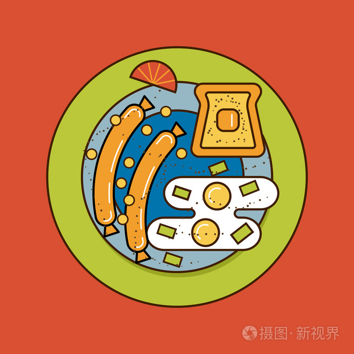 早餐盘子矢量图