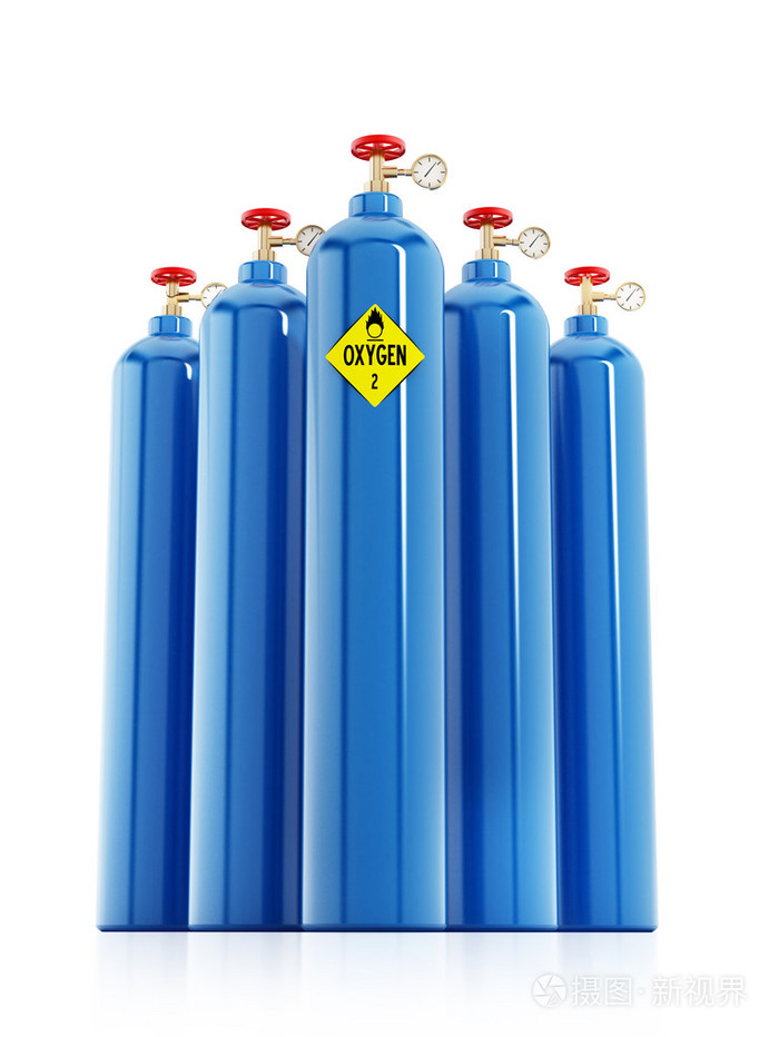 孤立在白色背景上的氧气罐3d图