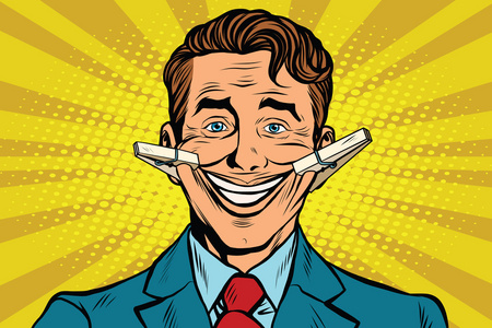 fatman超重肥胖乡巴佬一个戴着面具的女孩商人与虚伪笑了虚伪