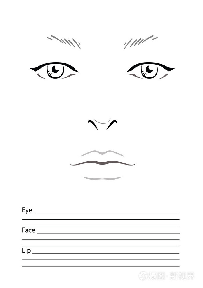 脸上化妆艺术家空白图表