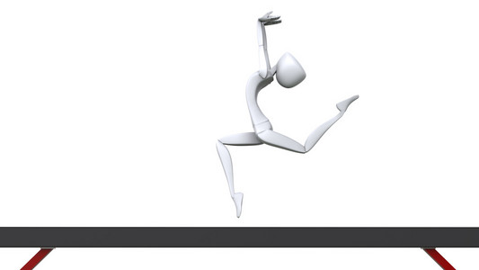 平衡木体操运动员中期空气跳投图片