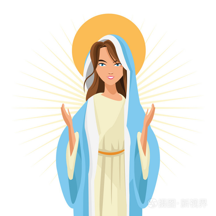 圣洁的玛丽宗教图标矢量图形