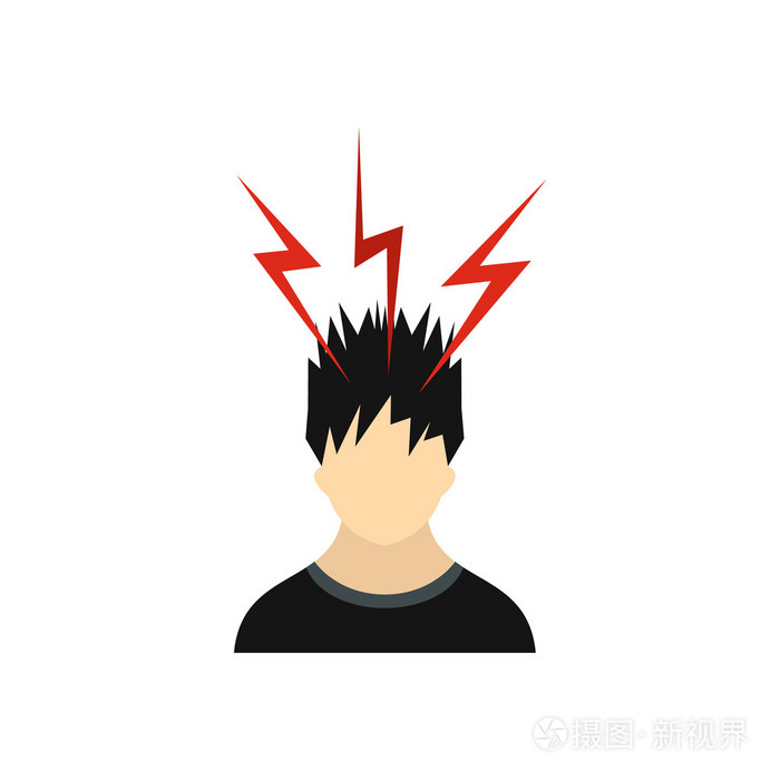 闪电人图标平面样式头顶