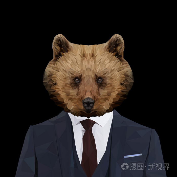 在西装的熊动物