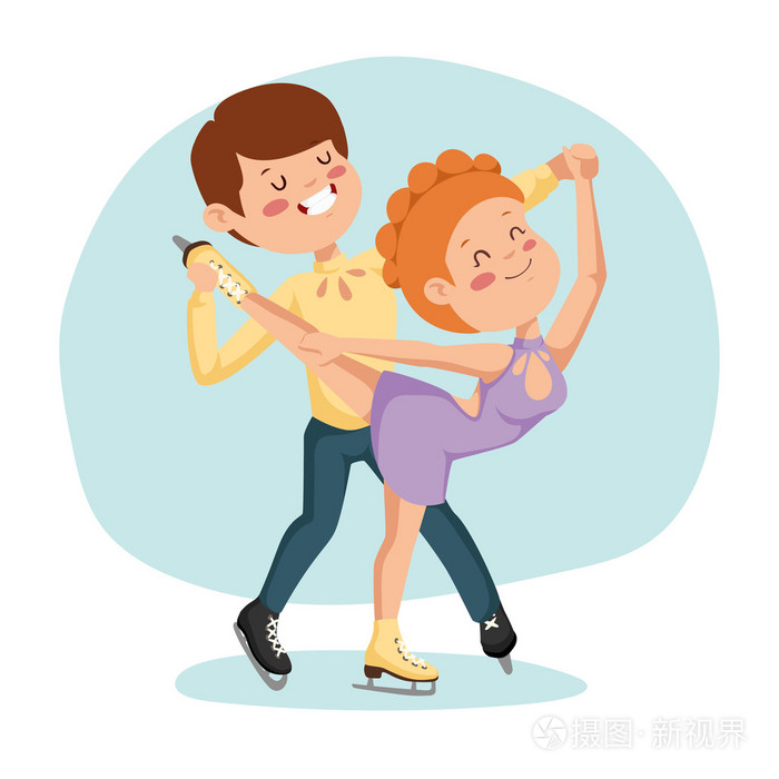 花样滑冰夫妇插画-正版商用图片1p20uw-摄图新视界