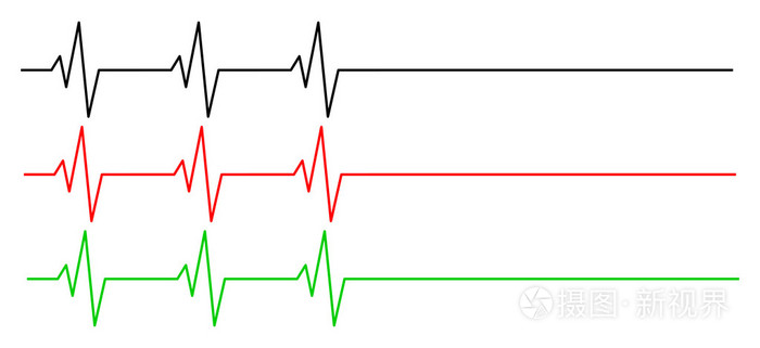心脏节律心电图线矢量符号图标设计孤立在白色背景上的美丽图