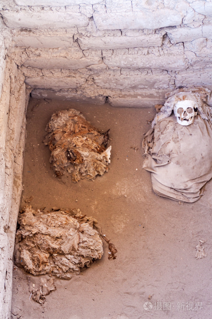 秘鲁纳斯卡丘奇拉墓地保存的木乃伊
