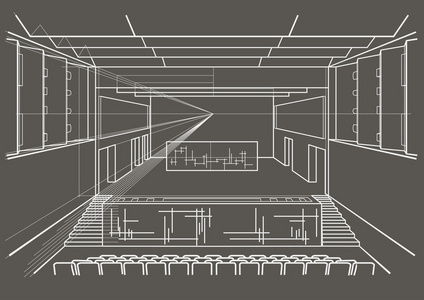 线性的建筑草图音乐厅灰色背景图片