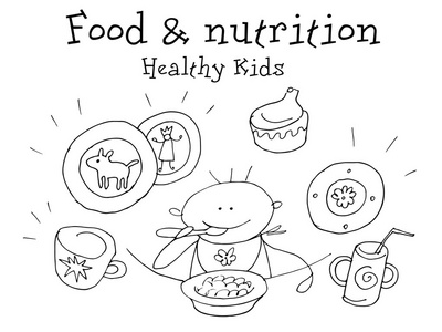 粮食餐饮粮食和营养.在向量中的孩子 health.graphic 素描照片