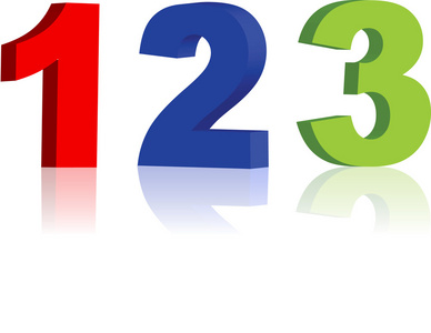 大红色绿色和蓝色的 3d 数字 123-3d 渲染/插图照片