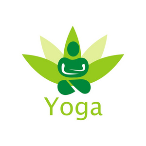 瑜伽体式标志矢量设计美容spa放松图标