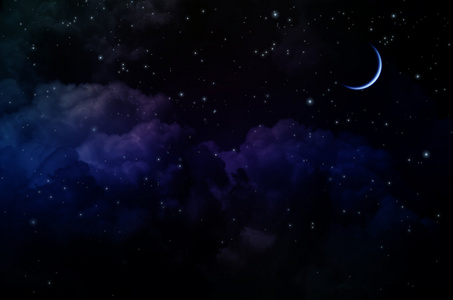 夜空与星星和云