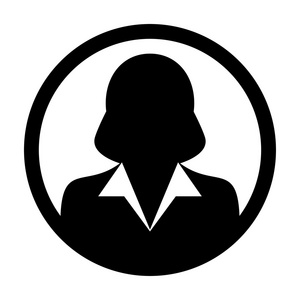 程序员头像用户图标矢量女性人物符号轮廓圆形头像符号象形文字插图