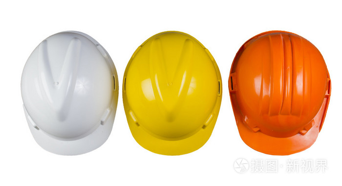 安全帽套白色背景,安全帽上的顶视图