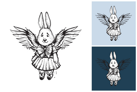 手工绘制的天使兔子照片