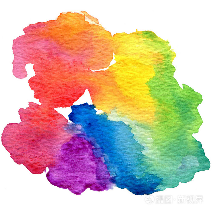 七彩的虹水彩纹理 白色背景上孤立照片 正版商用图片1p3r4r 摄图新视界