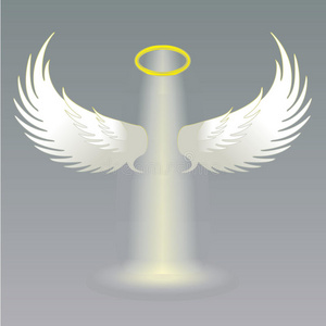 天使光环天使的翅膀和金色的光环照片