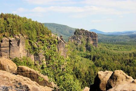 悬崖 德国 森林 日落 美丽的 地质 欧洲 岩石 撒克逊