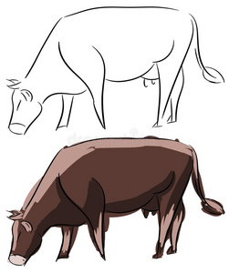 插图 可爱的 动物 哺乳动物 漫画 形象 美好的 奶牛 乐趣