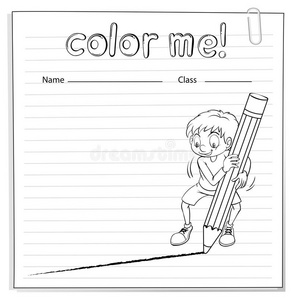 用一个男孩画一条线着色工作表