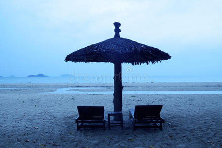 美丽的 海湾 假日 海洋 放松 椅子 自然 海岸 场景 享受