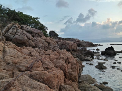 地形 海湾 基岩 小海湾 海洋 天空 悬崖 海岸 海景 巨石