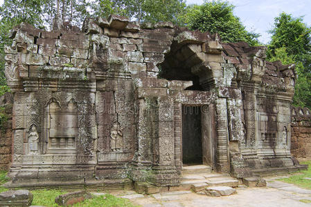 柬埔寨吴哥的克罗尔科寺的外部。