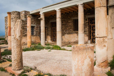 古希腊遗址在考古岛屿德洛斯