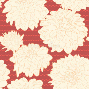 惊人的无缝花卉老式日本红色图案与条纹