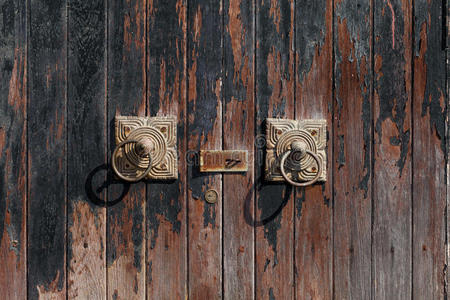 木材 亚洲 金属 旋钮 青铜 门环 手柄 古董 纹理 复古的