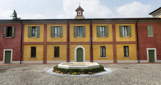 布雷西亚 古老的 外部 宫殿 花园 植物 建筑 意大利语